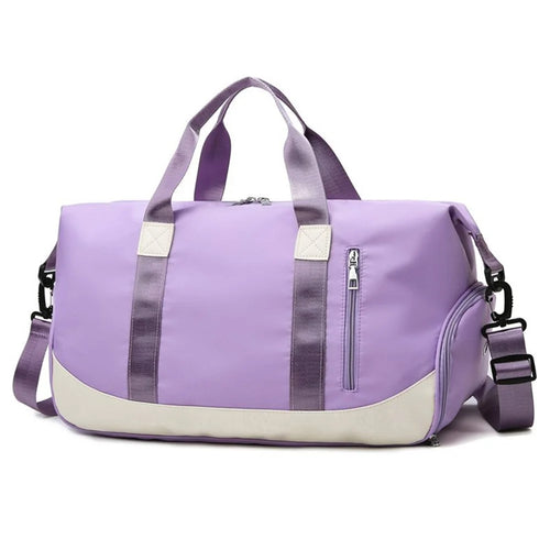 45×27×20cm Oxford Cloth Waterproof Swim Bag Large Capacity Lightweight Shoulder Gym Organizer with Separation Shoe Compartment - Purple - 1
