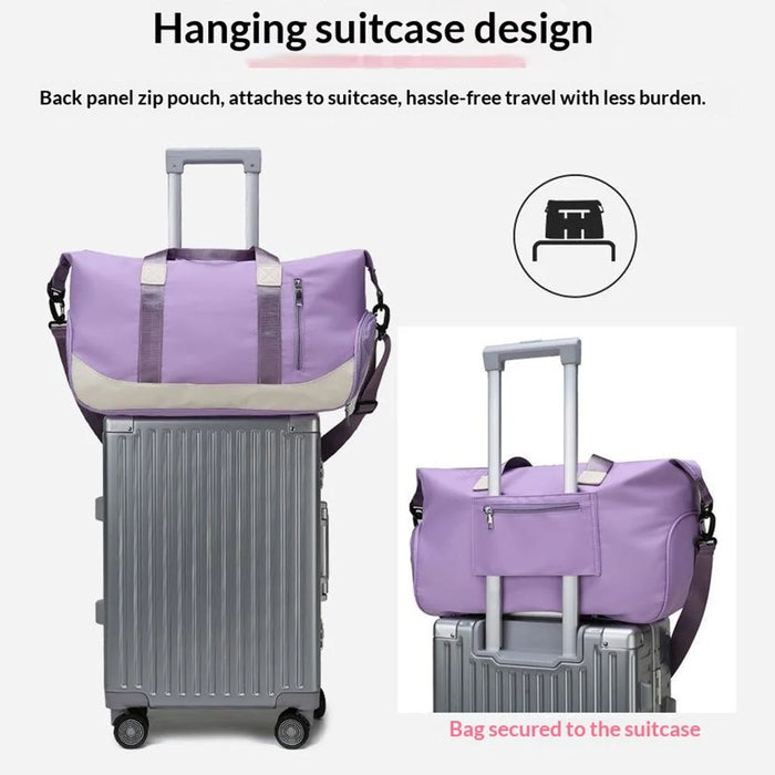 45×27×20cm Oxford Cloth Waterproof Swim Bag Large Capacity Lightweight Shoulder Gym Organizer with Separation Shoe Compartment - Purple - 4