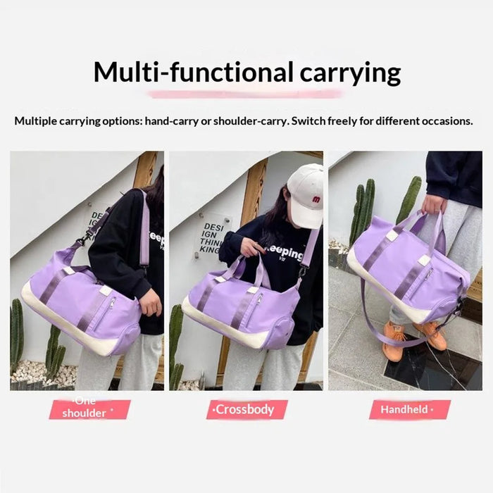 45×27×20cm Oxford Cloth Waterproof Swim Bag Large Capacity Lightweight Shoulder Gym Organizer with Separation Shoe Compartment - Purple - 5