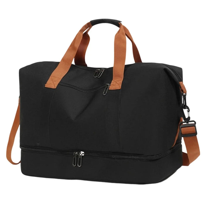 99515 Short Trip Travel Bag Large Capacity Luggage Organizer Fitness Gym Bag with Shoe Compartment - Black - 2