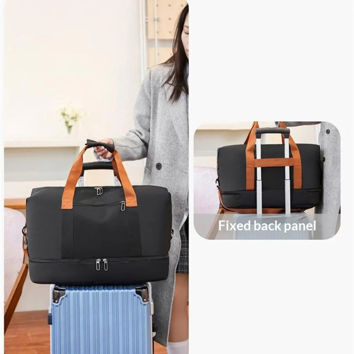 99515 Short Trip Travel Bag Large Capacity Luggage Organizer Fitness Gym Bag with Shoe Compartment - Black - 4