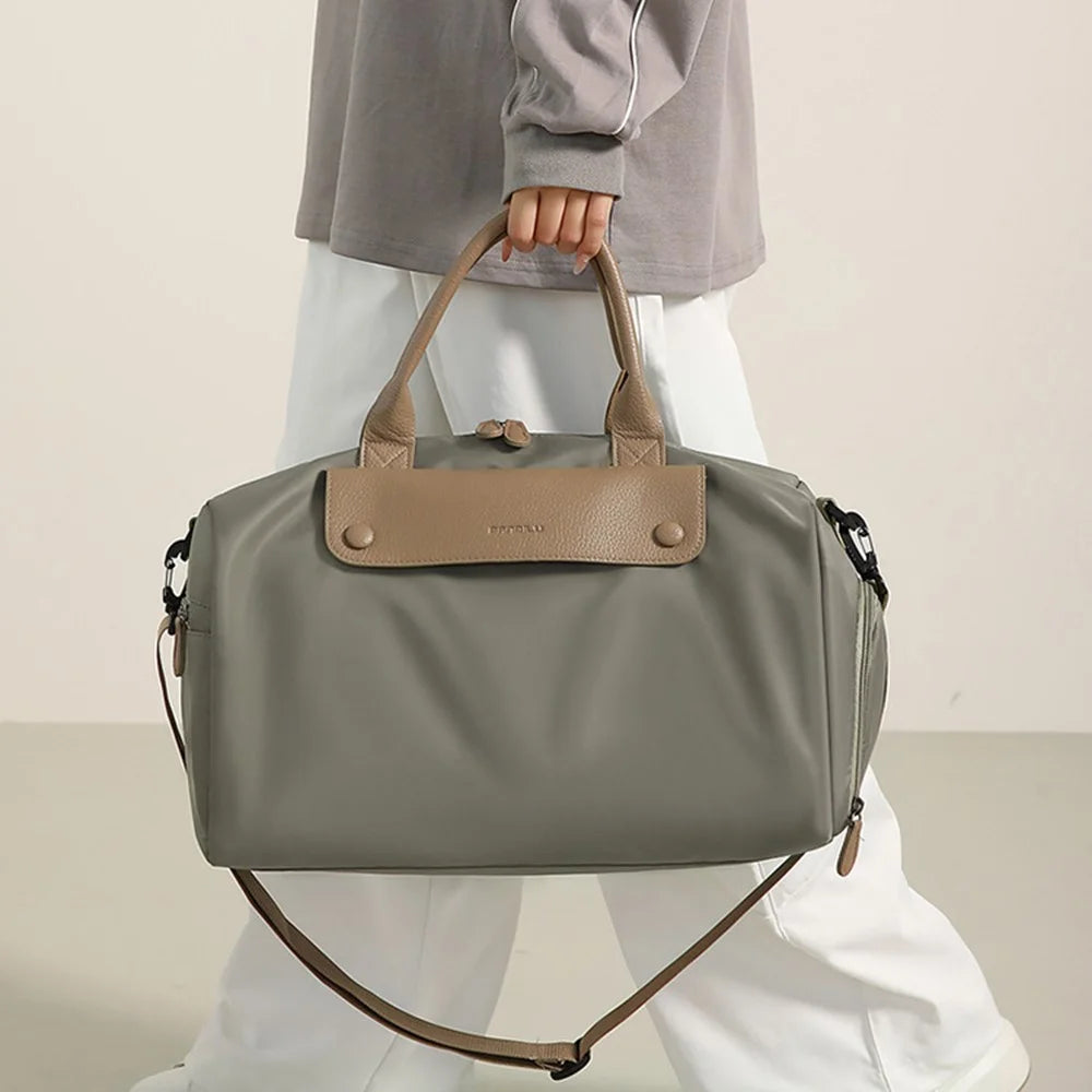 BANQILU LH766 Large Capacity Shoulder Bag for Short Trip Luggage Organizer Waterproof Nylon Gym Duffel - Khaki - 3