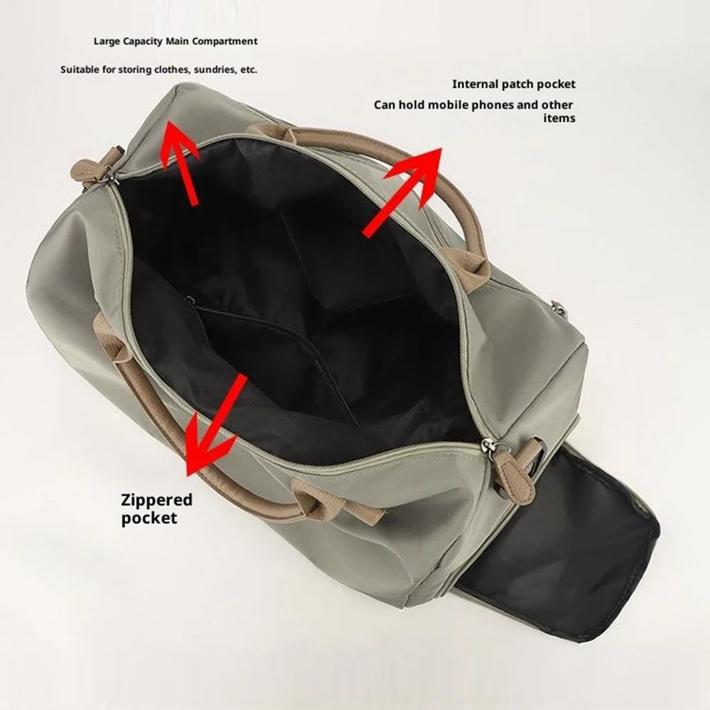 BANQILU LH766 Large Capacity Shoulder Bag for Short Trip Luggage Organizer Waterproof Nylon Gym Duffel - Khaki - 5