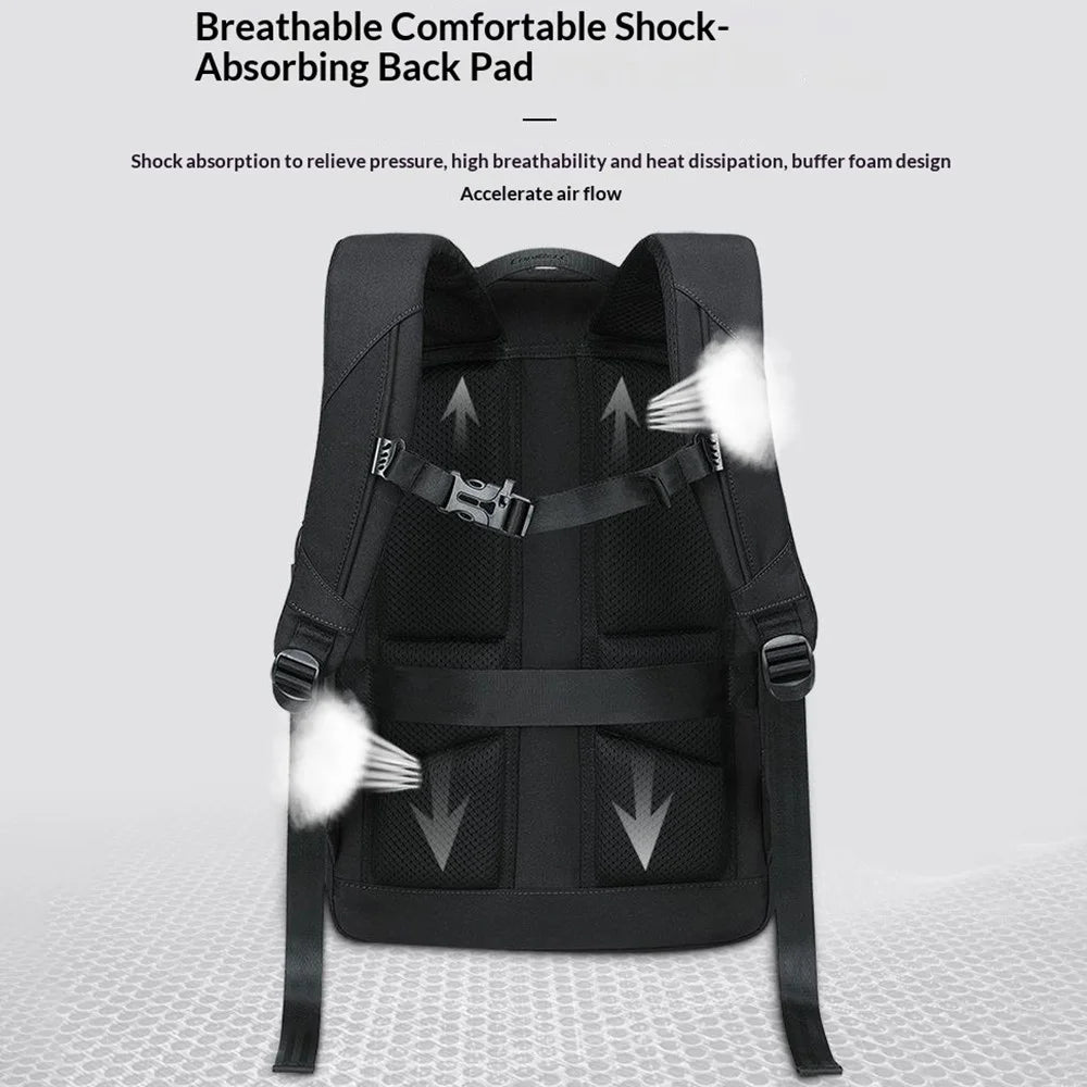 COOLBELL CB-8318 30L Breathable Business Travel Backpack Large Capacity Waterproof 15 inch Laptop Storage Bag - Black - 7