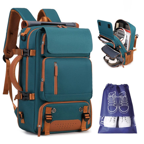 30L Large Capacity Shoulder Bag for 16 Inch Laptop Oxford Fabric Waterproof Travel Backpack - Peacock Blue - 1