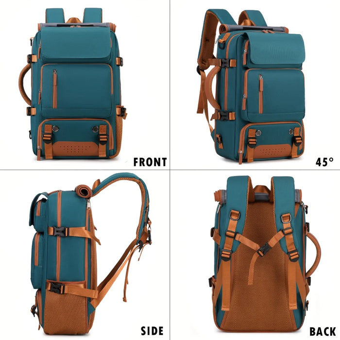 30L Large Capacity Shoulder Bag for 16 Inch Laptop Oxford Fabric Waterproof Travel Backpack - Peacock Blue - 7