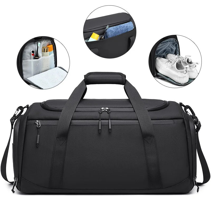 POSO PS-512 41L Sports Gym Bag Dry Wet Separation Travel Duffle Bag with 15.6 Laptop Compartment for Fitness Outdoor - Black - 2
