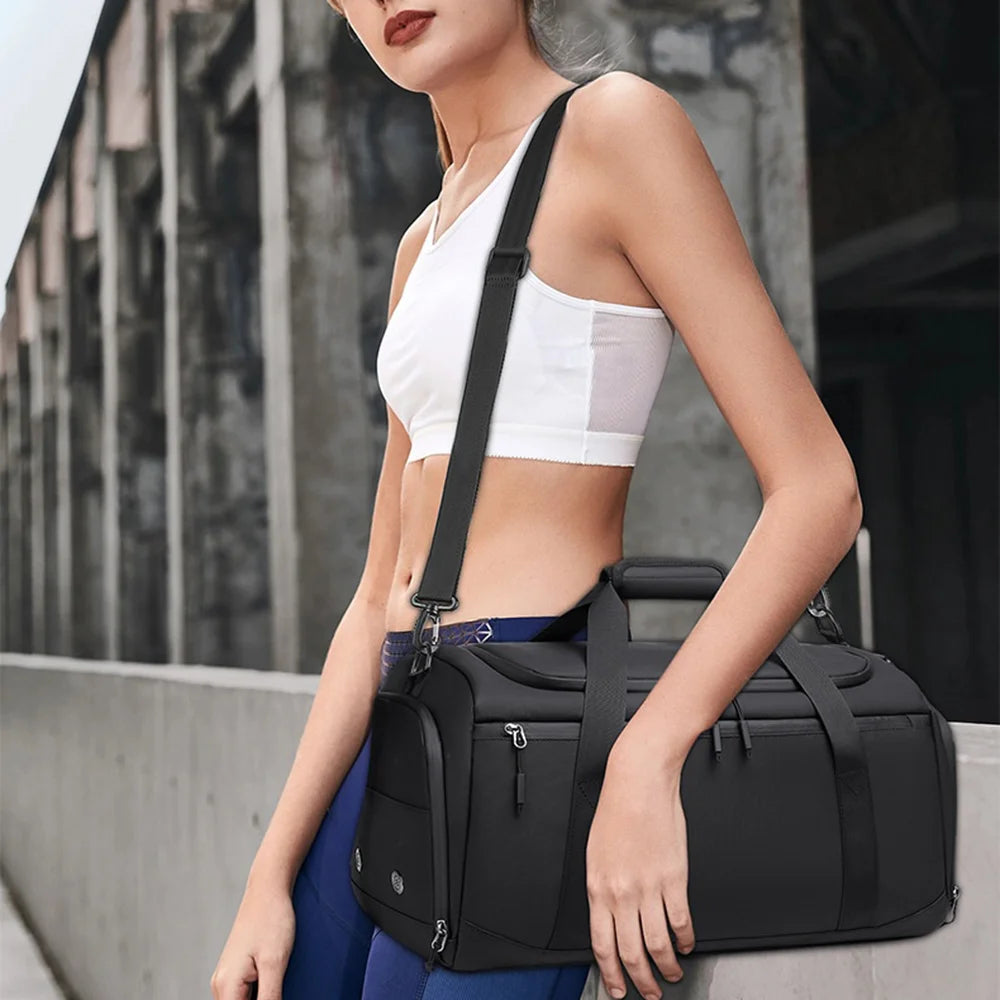 POSO PS-512 41L Sports Gym Bag Dry Wet Separation Travel Duffle Bag with 15.6 Laptop Compartment for Fitness Outdoor - Black - 4