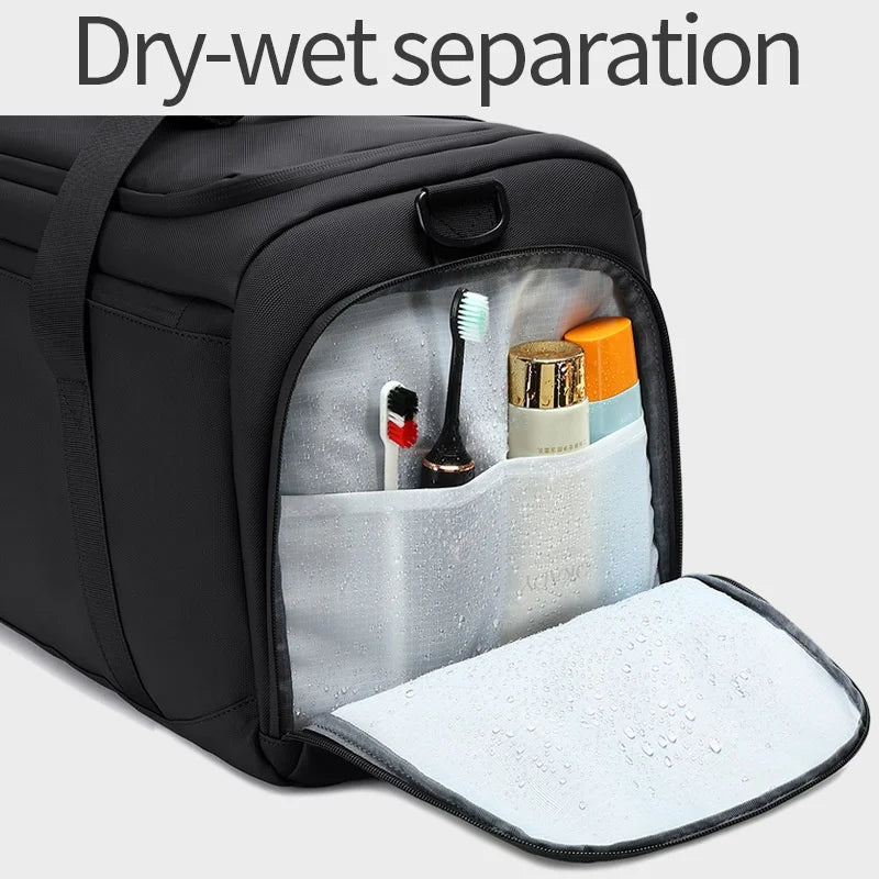 POSO PS-512 41L Sports Gym Bag Dry Wet Separation Travel Duffle Bag with 15.6 Laptop Compartment for Fitness Outdoor - Black - 6