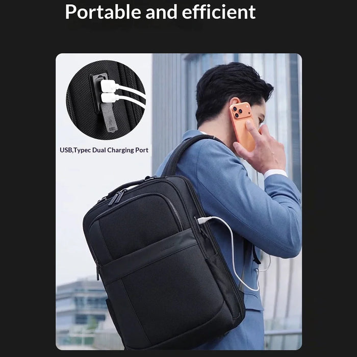 COOLBELL CB-8321 Waterproof Men Business Backpack for 15.6 Inch Laptop Shoulder Bag with USB+Type-C External Charging Ports - Black - 5