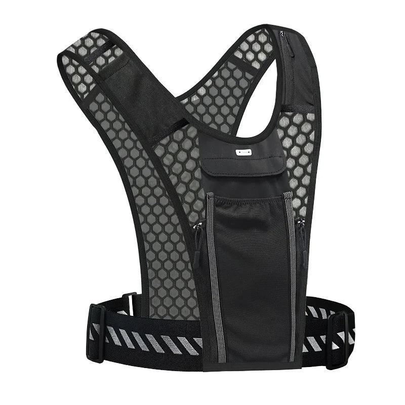 2603 Reflective Running Vest 3L Hydration Backpack with Touchscreen Phone Pocket for Cycling Running - Black - 1