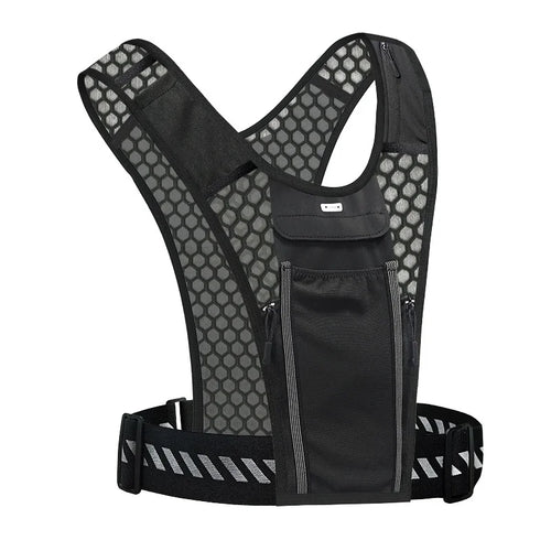 2603 Reflective Running Vest 3L Hydration Backpack with Touchscreen Phone Pocket for Cycling Running - Black - 1