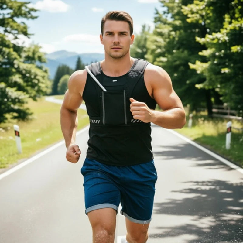 2603 Reflective Running Vest 3L Hydration Backpack with Touchscreen Phone Pocket for Cycling Running - Black - 4