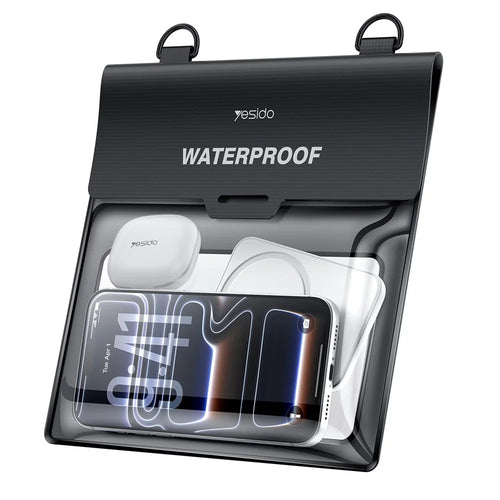 YESIDO WB66 Large Waterproof Bag IPX8 10m Underwater Crossbody Pouch with Lanyard - Black - 1