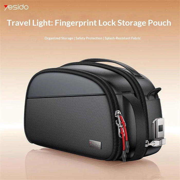 YESIDO WB63 Fingerprint Lock Crossbody Bag Large Capacity Storage Organizer Pouch Dual-use Shoulder Bag for Travel - Black - 2