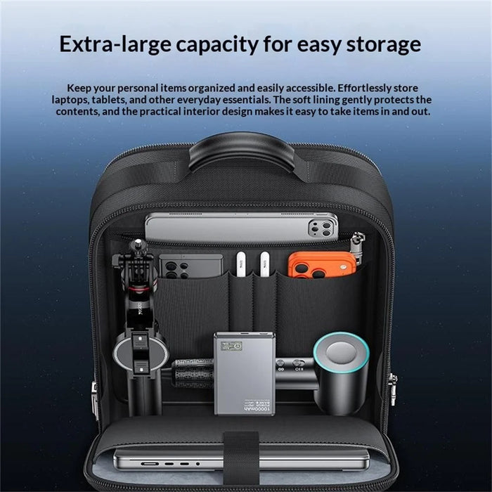 YESIDO WB65 Fingerprint Lock Business Backpack Large Capacity Oxford Fabric Daypacks with USB Charging Port - Black - 3