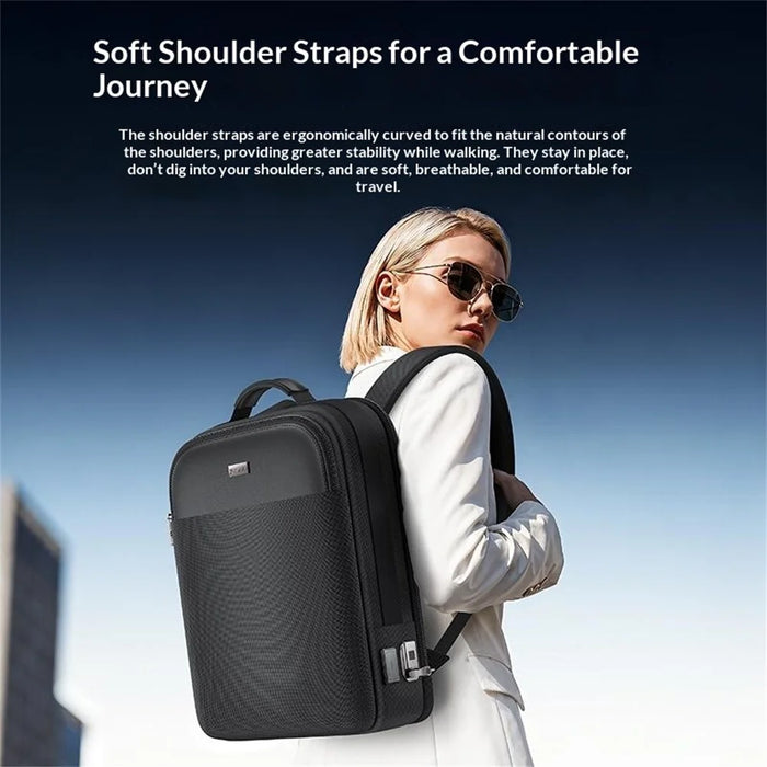 YESIDO WB65 Fingerprint Lock Business Backpack Large Capacity Oxford Fabric Daypacks with USB Charging Port - Black - 4