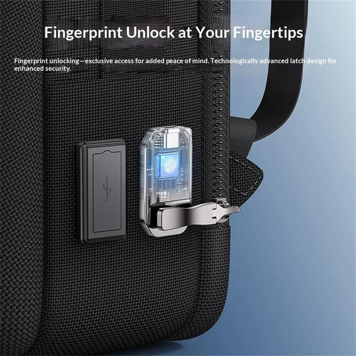 YESIDO WB65 Fingerprint Lock Business Backpack Large Capacity Oxford Fabric Daypacks with USB Charging Port - Black - 5