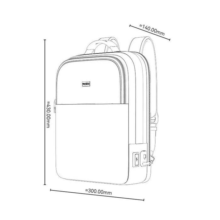 YESIDO WB65 Fingerprint Lock Business Backpack Large Capacity Oxford Fabric Daypacks with USB Charging Port - Black - 7
