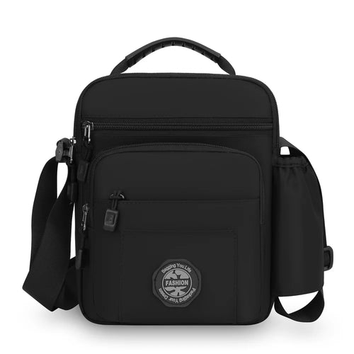 WEIXIER WD2603 Men Crossbody Bag Oxford Cloth Waterproof Single Shoulder Bag for 7.9 Inch Tablet - Black - 1