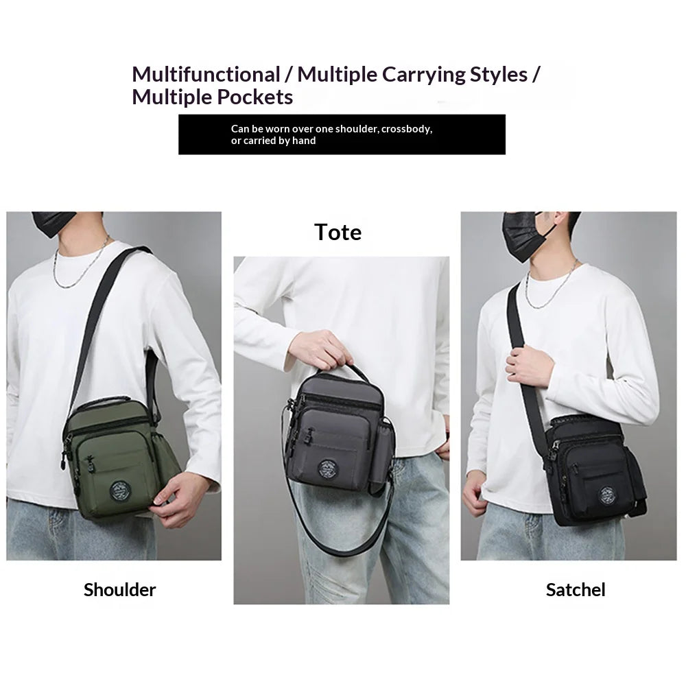WEIXIER WD2603 Men Crossbody Bag Oxford Cloth Waterproof Single Shoulder Bag for 7.9 Inch Tablet - Black - 2
