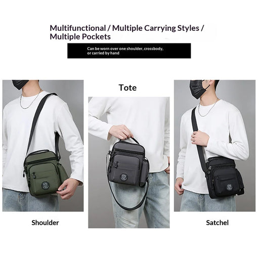 WEIXIER WD2603 Men Crossbody Bag Oxford Cloth Waterproof Single Shoulder Bag for 7.9 Inch Tablet - Black - 2