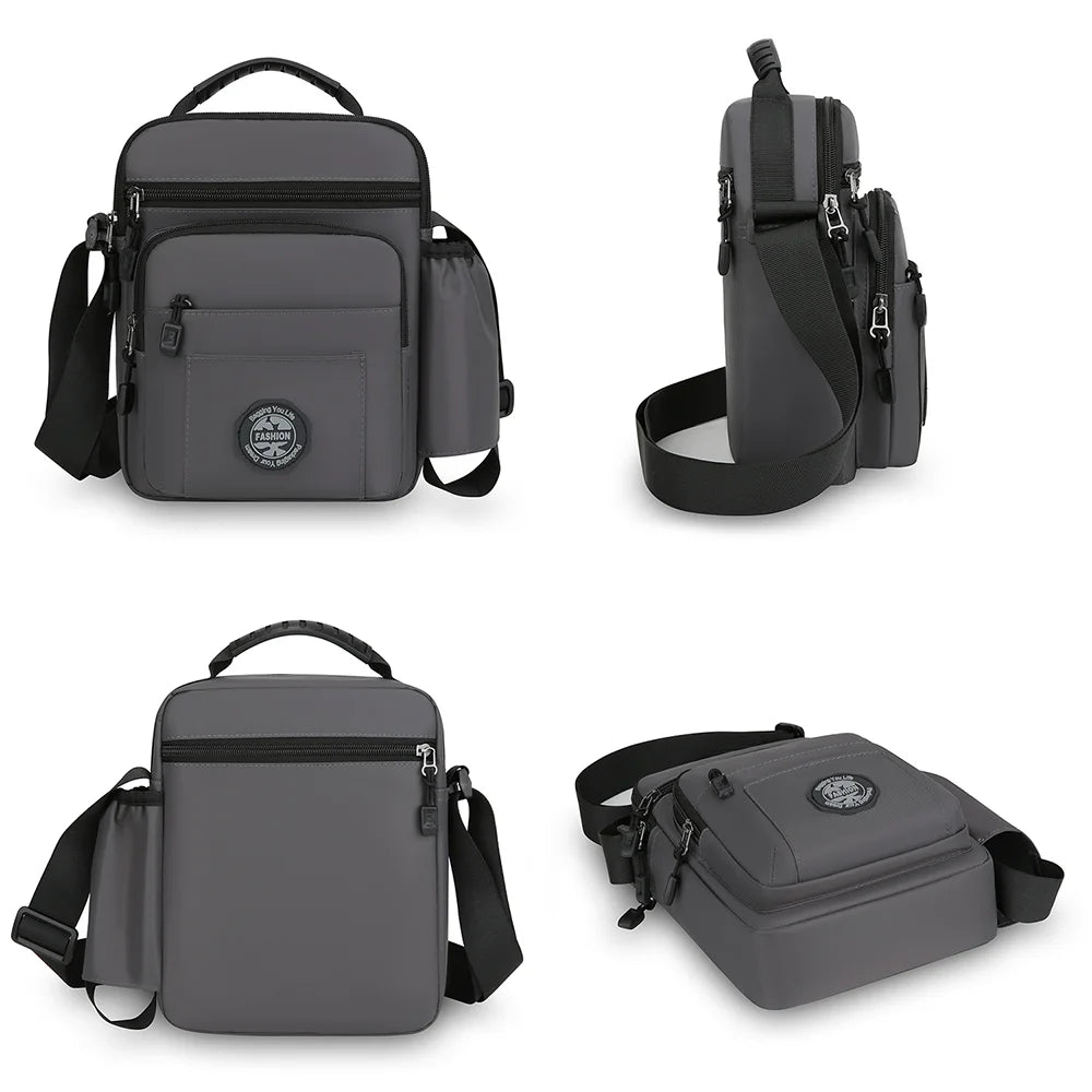 WEIXIER WD2603 Men Crossbody Bag Oxford Cloth Waterproof Single Shoulder Bag for 7.9 Inch Tablet - Black - 4