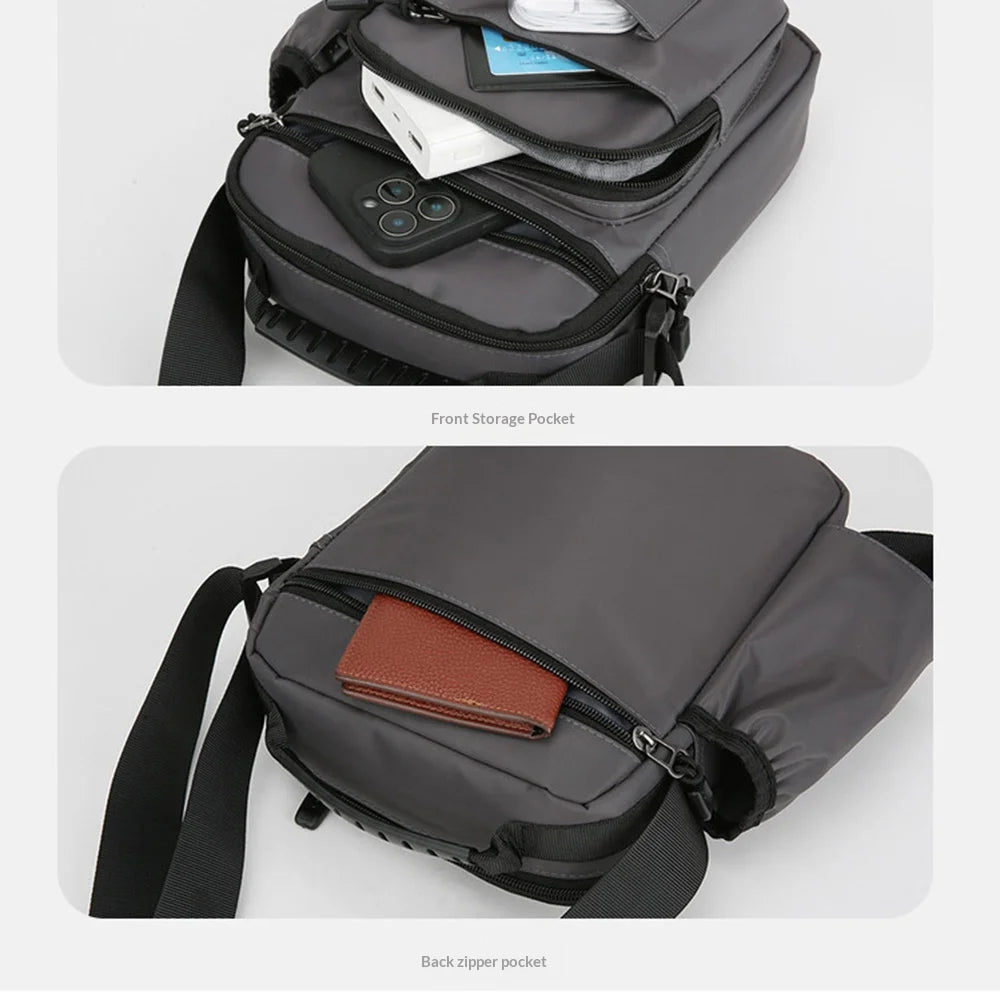 WEIXIER WD2603 Men Crossbody Bag Oxford Cloth Waterproof Single Shoulder Bag for 7.9 Inch Tablet - Black - 6