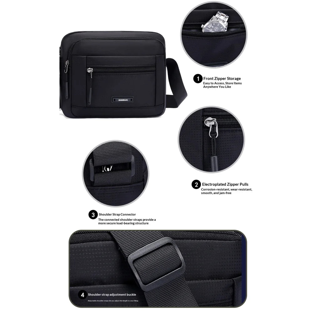 WEIXIER WD2652 Men Crossbody Bag Waterproof Lightweight Shoulder Bag for Daily Commute - Black - 3