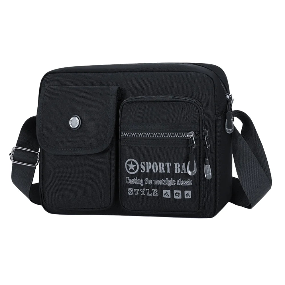 WEIXIER WD8049 Men Crossbody Bag Large Capacity Oxford Fabric Shoulder Bag Multi-Pocket for Business Travel - Black - 1