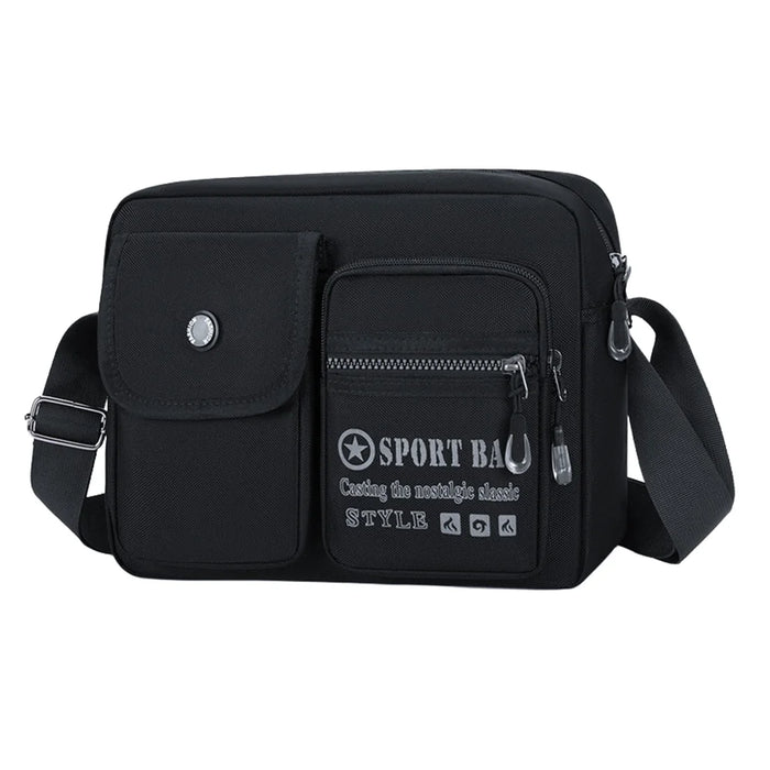 WEIXIER WD8049 Men Crossbody Bag Large Capacity Oxford Fabric Shoulder Bag Multi-Pocket for Business Travel - Black - 1