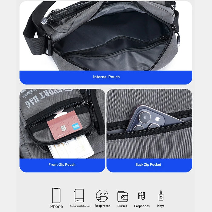 WEIXIER WD8049 Men Crossbody Bag Large Capacity Oxford Fabric Shoulder Bag Multi-Pocket for Business Travel - Black - 4