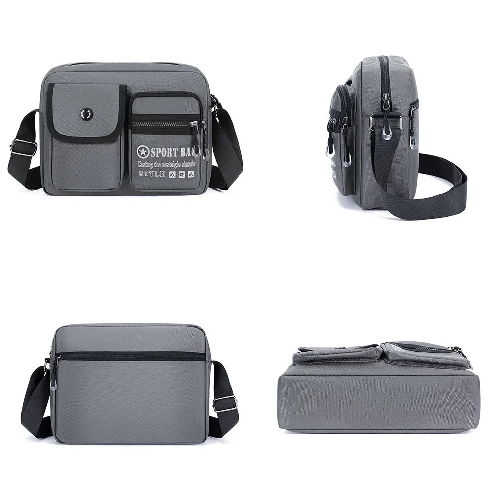 WEIXIER WD8049 Men Crossbody Bag Large Capacity Oxford Fabric Shoulder Bag Multi-Pocket for Business Travel - Black - 5