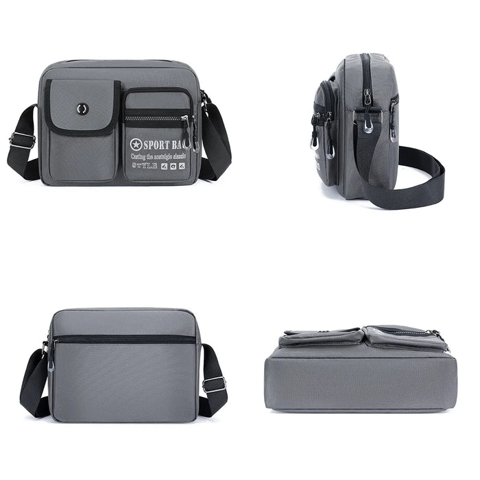 WEIXIER WD8049 Men Crossbody Bag Large Capacity Oxford Fabric Shoulder Bag Multi-Pocket for Business Travel - Black - 5