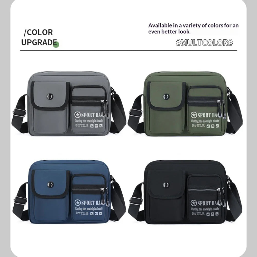 WEIXIER WD8049 Men Crossbody Bag Large Capacity Oxford Fabric Shoulder Bag Multi-Pocket for Business Travel - Black - 6
