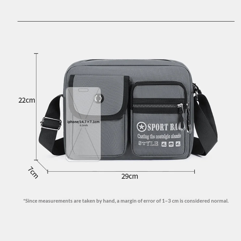 WEIXIER WD8049 Men Crossbody Bag Large Capacity Oxford Fabric Shoulder Bag Multi-Pocket for Business Travel - Black - 7