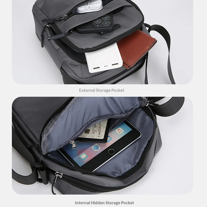 WEIXIER WD9501 Men Crossbody Bag Waterproof Multi-Compartment Shoulder Bag for Business Commute - Black - 2
