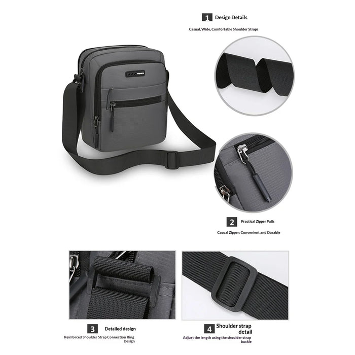 WEIXIER WD9501 Men Crossbody Bag Waterproof Multi-Compartment Shoulder Bag for Business Commute - Black - 4