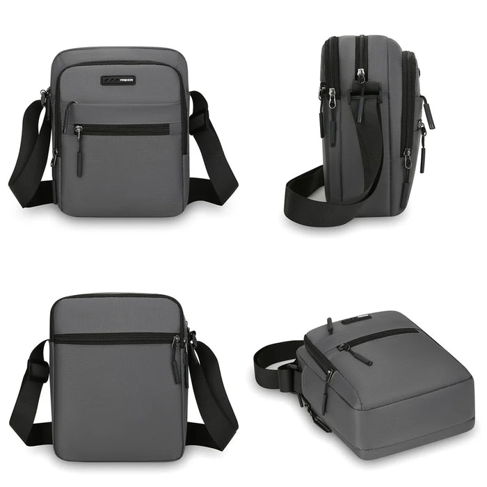 WEIXIER WD9501 Men Crossbody Bag Waterproof Multi-Compartment Shoulder Bag for Business Commute - Black - 5