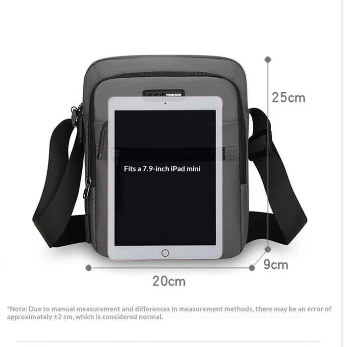 WEIXIER WD9501 Men Crossbody Bag Waterproof Multi-Compartment Shoulder Bag for Business Commute - Black - 6