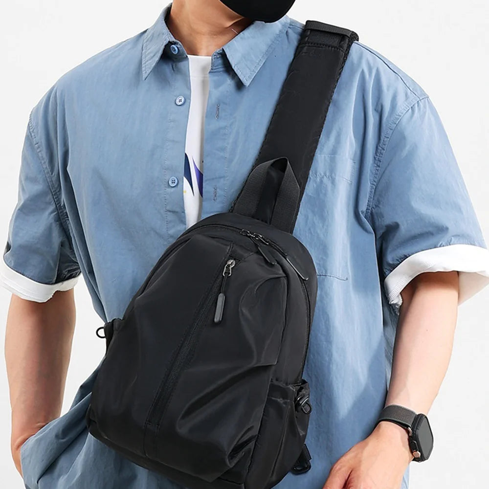 WEIXIER WD9916 Men's Chest Bag Large Capacity Crossbody Bag Waterproof Shoulder Bag for Outdoor Travel - Black - 5