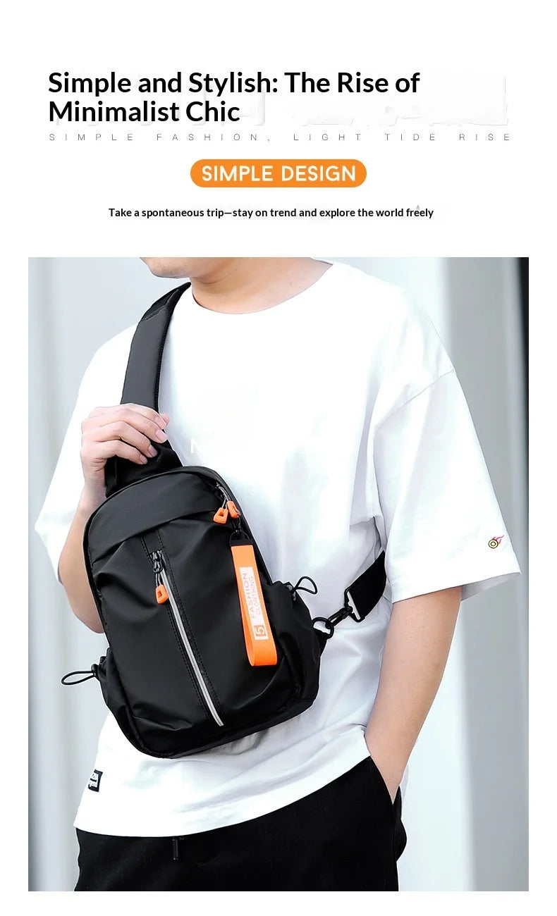 WEIXIER WD3282 Men's Chest Bag Large Capacity Waterproof Crossbody Bag with USB Port for Daily Outdoor - Black - 4