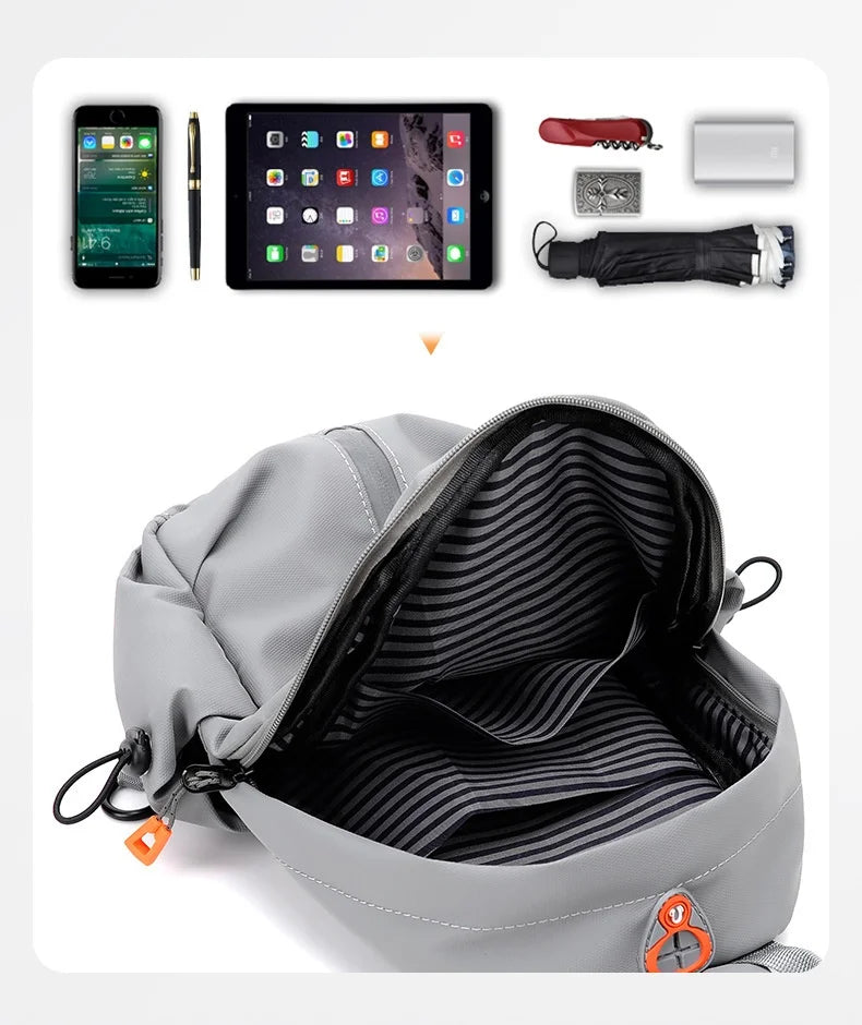 WEIXIER WD3282 Men's Chest Bag Large Capacity Waterproof Crossbody Bag with USB Port for Daily Outdoor - Black - 7