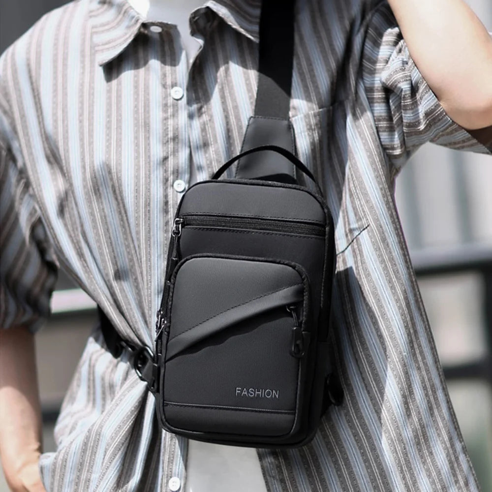 WEIXIER WDE-9 Crossbody Bag Men Chest Bag Outdoor Travel Waterproof Sling Shoulder Bag for Commuting - Black - 2
