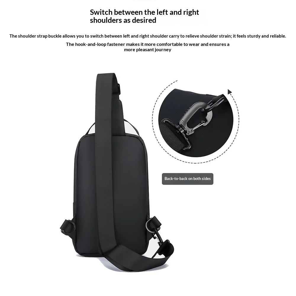 WEIXIER WDE-9 Crossbody Bag Men Chest Bag Outdoor Travel Waterproof Sling Shoulder Bag for Commuting - Black - 4
