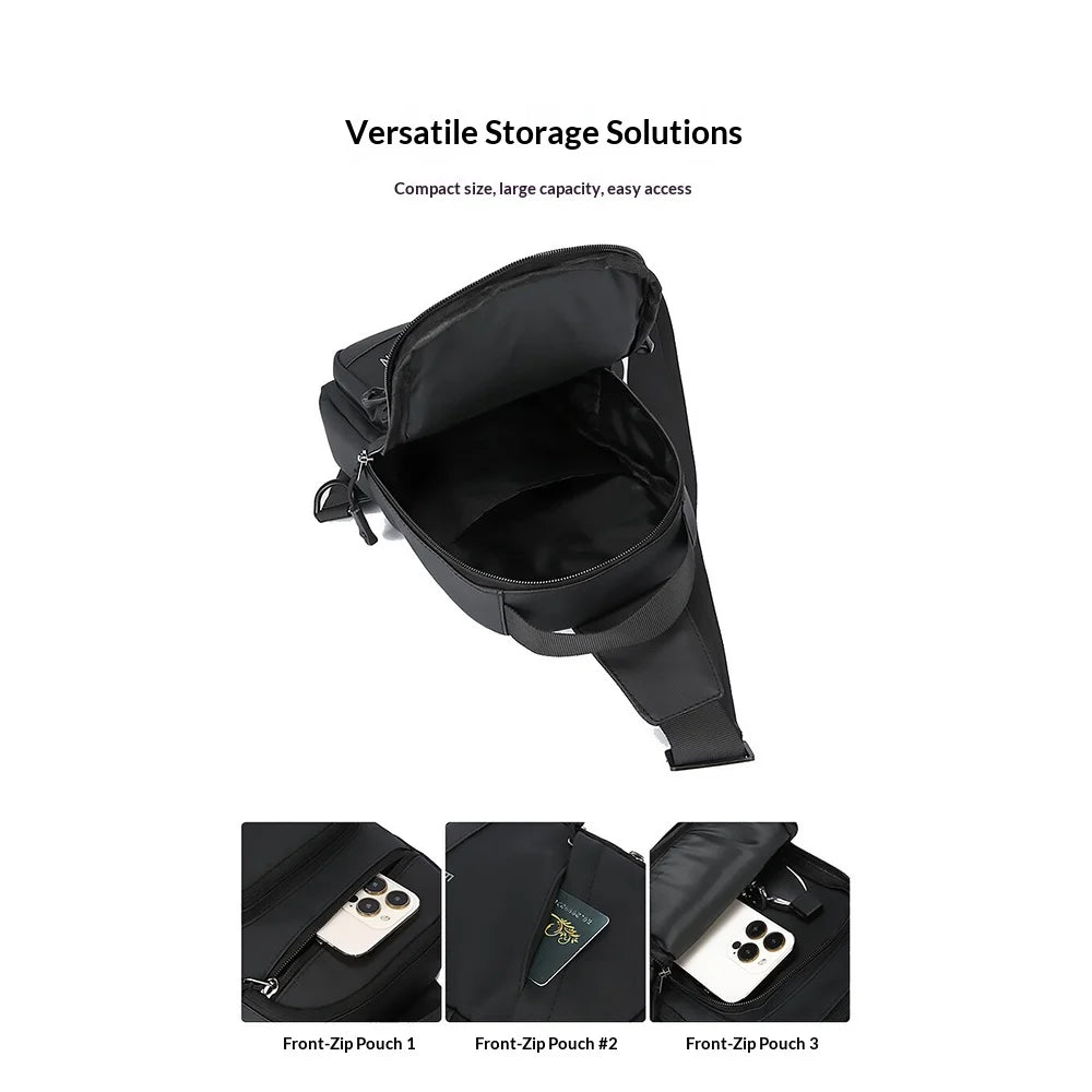 WEIXIER WDE-9 Crossbody Bag Men Chest Bag Outdoor Travel Waterproof Sling Shoulder Bag for Commuting - Black - 5