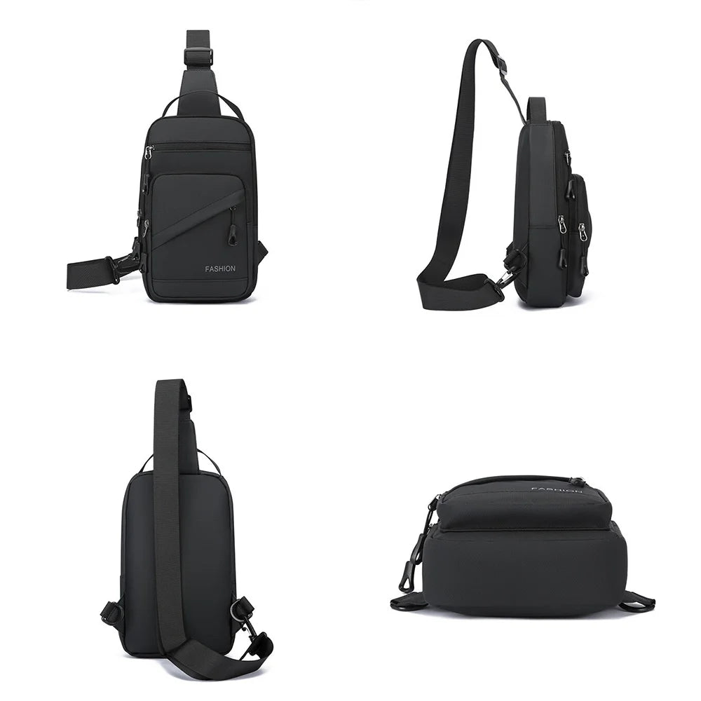 WEIXIER WDE-9 Crossbody Bag Men Chest Bag Outdoor Travel Waterproof Sling Shoulder Bag for Commuting - Black - 6