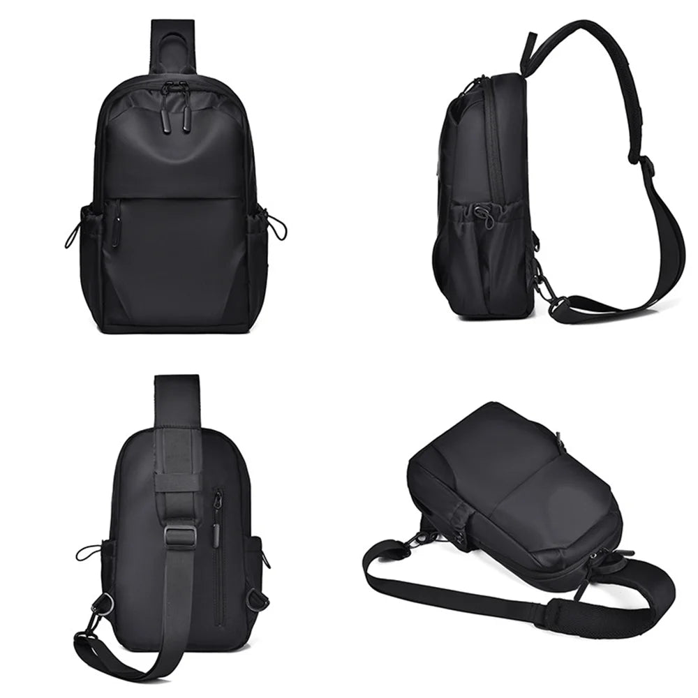 WEIXIER WD8659 Men Chest Bag Waterproof Crossbody Shoulder Bag Large Capacity for Outdoor Travel - Black - 4