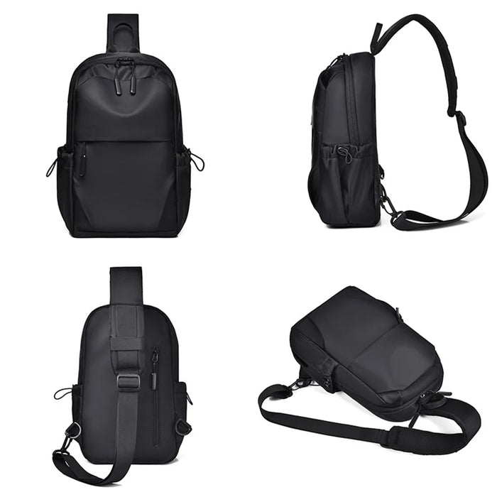 WEIXIER WD8659 Men Chest Bag Waterproof Crossbody Shoulder Bag Large Capacity for Outdoor Travel - Black - 4