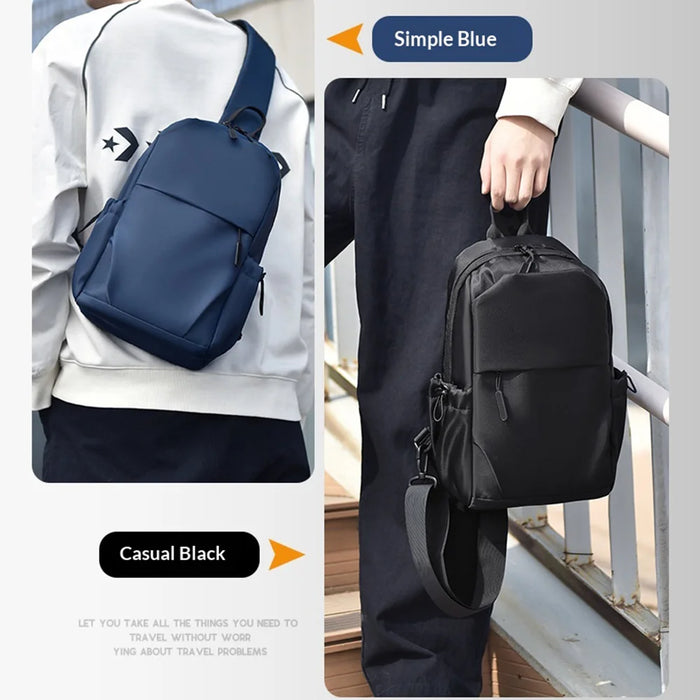 WEIXIER WD8659 Men Chest Bag Waterproof Crossbody Shoulder Bag Large Capacity for Outdoor Travel - Black - 7